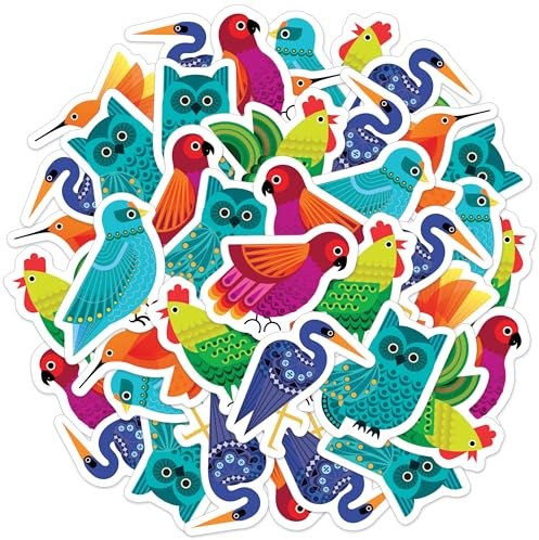 IXL Takeoff 100pcs Feathered Friends Vinyl Stickers, Colorful Waterproof Bird Decals for Water Bottles, Computer, Skateboard, Phone, Luggage, Scrapbooking, Arts and Crafts