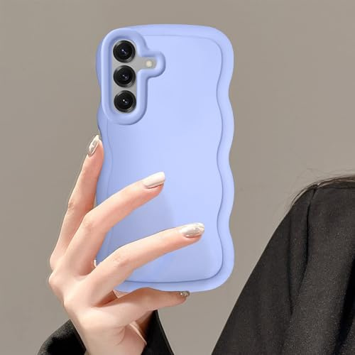 PONRFEKT silikonfodrall för Samsung Galaxy A16 4G / A16 5G skal,söt lockig våg ramform telefonfodral mjukt silikon stötsäkert lockigt vågigt enfärgad enkel telefonfodral-Lila