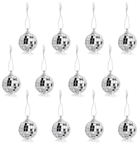 Sfera a Specchio Palla Discoteca,12pcs Disco Mirror Ball,palla Discoteca da Appendere,Specchio Palla da Discoteca per Matrimoni Casa Albero di Natale Feste di Compleanno Decorazioni Bar (4CM)