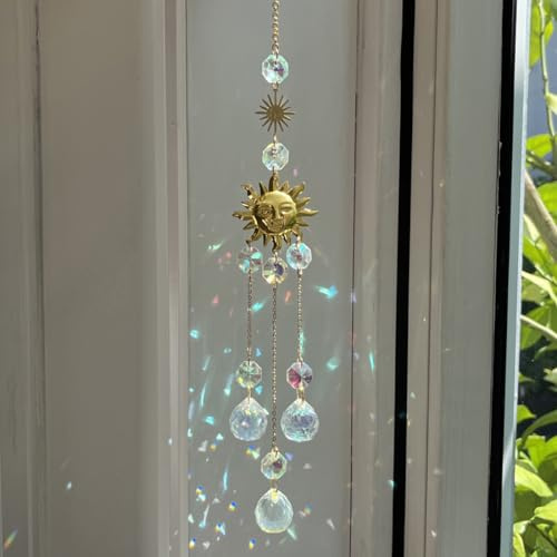 THQAE Attrape-Soleils en Cristal, Pendule Suspendue Suncatcher, Décoration en Cristal de Soleil, Ornement en Cristal pour Fenêtre, Chambre et Jardin, Idéal pour Noël, Jour de Fête et Mariage