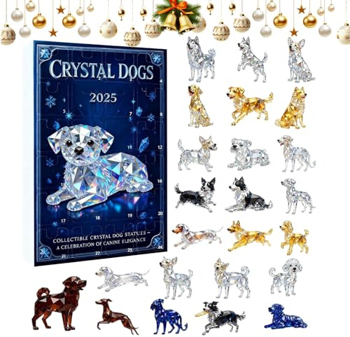Calendrier De L'Avent Pour Chien En Cri-stal 2025, Calendrier De Noël Avec Pendentif Pour Chien Sur 24 Jours, Cale-ndrier De L'Avent Avec Figurinedécoration De Noël Avec Animaux Amusants