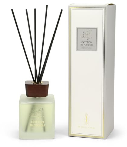 Luxury Reed Diffuser 500ml, Cotton Blossom Room Diffusers, Long Lasting Air Fresheners Home Fragrance, Square Glass Bottle with Black Diffuser Reeds for Home, Office, Kitchen & Bathroom