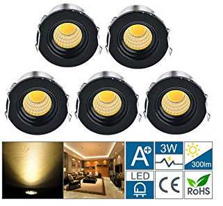 5 Stück Mini LED Einbaustrahler 3W 230V Deckeneinbaustrahler mit Transformator Klein COB Downlights deckenspots 200lm für Schrank/Küche/Wohnzimmer