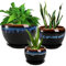 AVLA 3 Pack Ceramic Flower Pots, Gardening Drip Glazed Planter, Plant Pot with Drainage Hole and Saucer, 7/5/4 Inch Rustic Houseplant Container for Succulent Herbs Cactus Orchid, Home Indoor Outdoor