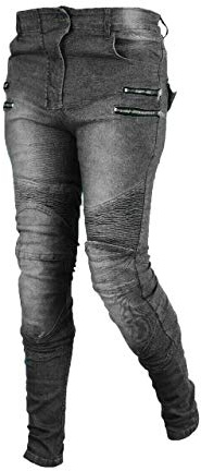 Motrox Women Motorbike Trouser Motorcycle Ladies Jeans Biker Pant Made with Kevlar (UK, Waist, 36, Regular, Regular, Black)