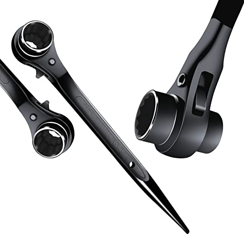 Funnytek Ratchet Podger Spanner, Steel Erecting Scaffold Tool Wrench 24x27mm