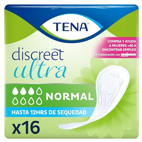 TENA Discreet Normal Ultra x16 - son nuestras compresas más finas y ofrecen protección discreta y segura para las pérdidas de orina leves - 16 Bolsitas Individuales - Ultrafina