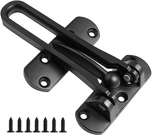 ZiYuya Verrouillage des Portes Secondaires Chaînes de Porte de Sécurité Verrou de Porte Coulissante Acier Inoxydable barre pivotante Serrure de Porte de Sécurité Verrouillage Portes Secondaires Noir