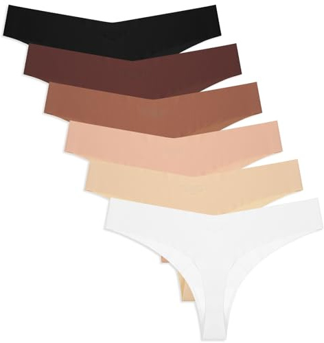 6 Piezas Tanga Calzoncillos Sin Costuras para Mujer Calzoncillos Invisibles Tanga Sin Costuras Braguitas Invisibles Ropa Interior Invisible con Cintura en V para Mujer (M) Multicolor