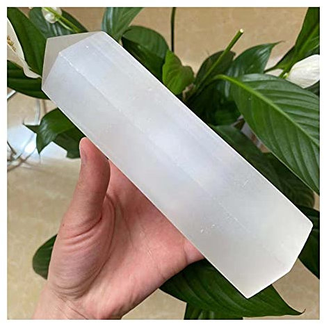 EKFBQBGW Cristal curativo Varilla de selenita Blanca Natural Cristal de Cuarzo Obelisco Sala de curación Piedra Preciosa Decorativa decoración de la habitación (Size : 500-550g)