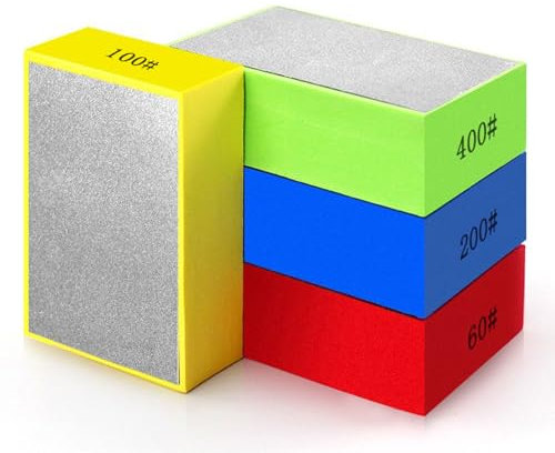4 Pcs Cale a Poncer Carrelage,Éponges de Ponçage,Blocs de Ponçage,Tampons de Polissage à la Main en Diamant Cales à Poncer à Main pour Carreaux,Céramique,Pierre,Granit,Marbre (60# 100# 200# 400#)
