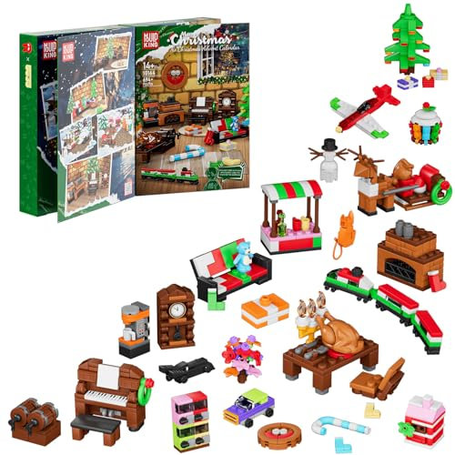 Mould King 10164 Adventskalender 2024 Weihnachten Bauspielzeug Weihnachtsspielzeug Klemmbausteine mit 24 pack Weihnachts Countdown Bausteine Geschenk für 14+ Jahren (694 Teile)