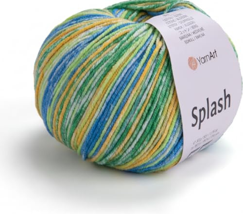 YarnArt Jeans Splash - Brokig sportgarn 55 % bomull 45 % akryl 1 hud/boll 50 g 174 yds bomullsgarn stickningsgarn mjukt garn amigurumi bomullsgarn (957)