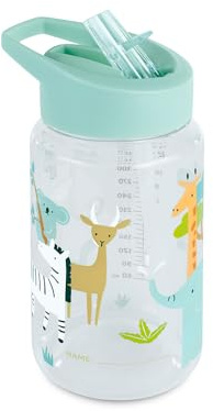 Miniland Botella Infantil de Tritán 450ml, Botella de Agua para Bebés con Pajita y Asa Ergonómica, Apto para Lavavajillas, Vaso Aprendizaje Bebe, Vaso Antiderrame Bebe | Jungle