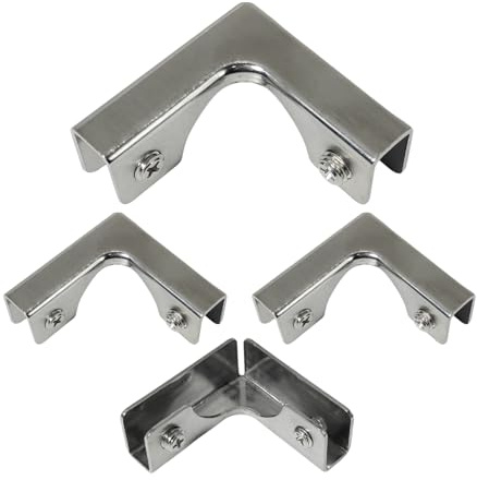 4Pcs Abrazaderas para Esquinas de Vidrio en Acero Inoxidable 304, Conector de Esquina en Forma de L para Vidrio, Abrazaderas de Ángulo Recto para Fijación Pecera (para vidrio de 5-8 mm)