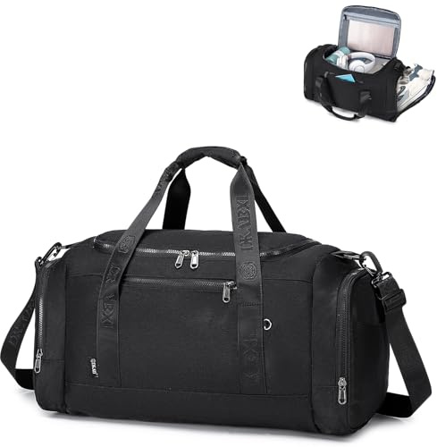 SPAHER Sportväska för Kvinnor och Män med Skofack och Våtficka 32L Resväska Träningsväska Fitnessväska Dam med Isolerad Ficka Travel Sport Gym Fitness Bag Weekenderväska