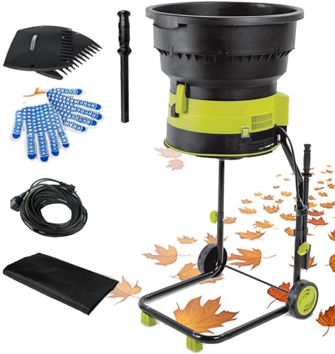 DUXMM Trituradora de Hojas portátil para jardín de 2500 W, trituradora de abono sin Cuchillas, con Ruedas y Bolsa de Almacenamiento, para desechos de jardín, Hojas y Ramas,40m-Power-Cord