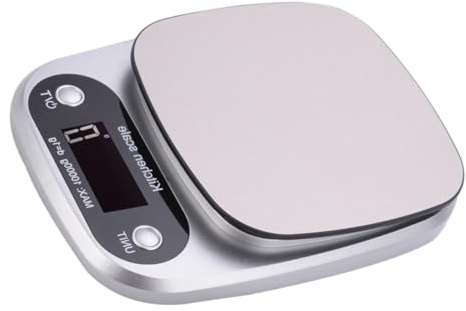 Toyvian Báscula Digital de Cocina de Acero Inoxidable 10kg/1g Multifunción Pantalla Precisa para Pesar Alimentos y Café en Casa o Tienda Portátil