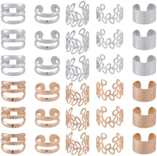 CABODYALS 50 pezzo di Fermaglio per Capelli In Argento Dorato Fermaglio per Dreadlocks Polsini Multi Stile Treccia Regolabile In Platino CHISaro Fermagli Non Piercing per Uomo e Donna Accessori Decora