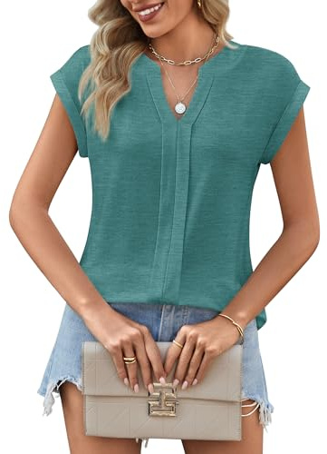 Zeagoo Top sin Mangas Mujer Camiseta con Cuello en V Básico Top de Verano | Camiseta Tirantes Elegante Tank Top Informal Blusas