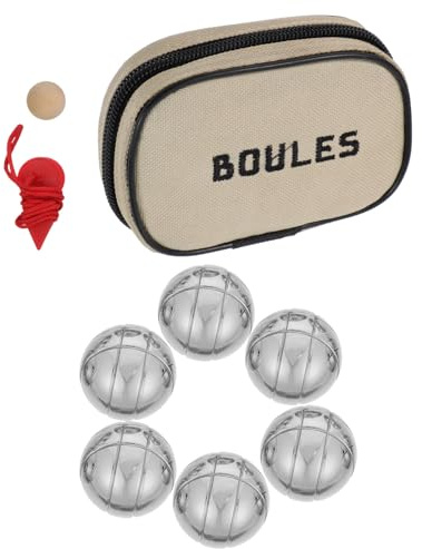 SUPVOX 6pcs Iron Petanque Game Balls Set 3.2cm Chrome Titanium Coated Bocce Balls for Outdoor Lawn Croquet Family Garden Tournament Play