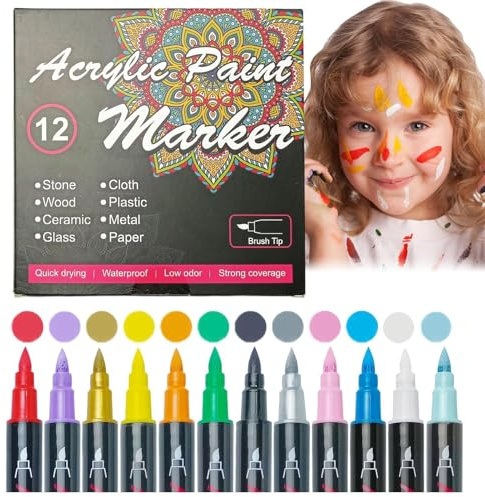 Set Di Pennarelli Per La Pelle – Confezione Da 12 Pennarelli Per Body Paint | Penne Rimovibili Per Disegno Scribble Art Per Il Trucco Del Viso Design Per Tatuaggi Temporanei Artigianato Cosplay