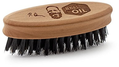 Beyer's Oil Bartbürste klein 90 x 28 mm - Handgemacht aus Birnbaumholz - Pflegt und glättet den Bart