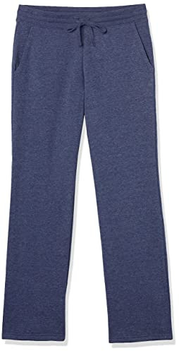 Amazon Essentials Pantalon de Survêtement Droit avec Cordon de Serrage pour Femmes, en Polaire (Disponible en Grande Taille) Femme, Bleu Marine Chiné, XL