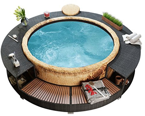 Tidyard Bordo Vasca da Spa, Piscina,idromassaggio in Polyrattan Nero