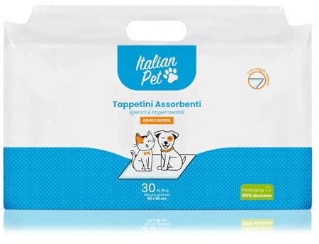 Italian Pet Traverse per Cani e Gatti Super Assorbenti 60x90 cm (30 Pezzi) Tappetini Igienici per Animali Cuccioli e Adulti - Multiuso, Neutralizzano Gli Odori, Asciugatura Rapida