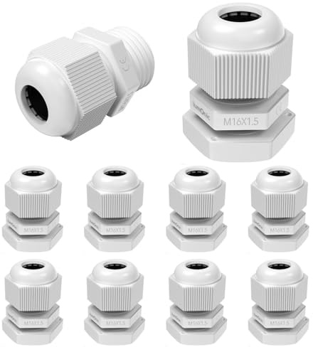 Lumonic 10x Kabelgenomföring M16 PG9 IP67 Metrisk D5-9mm I Grått