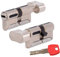 IFAM WX1000 Bombin de Seguridad 30x30 Color Niquel CON POMO Cilindro Bombillo Reforzado DOBLE EMBRAGUE Antirotura Antibumping Antitaladro Leva Antiextracción Cerradura para Puerta 5 Llaves y Tarjeta