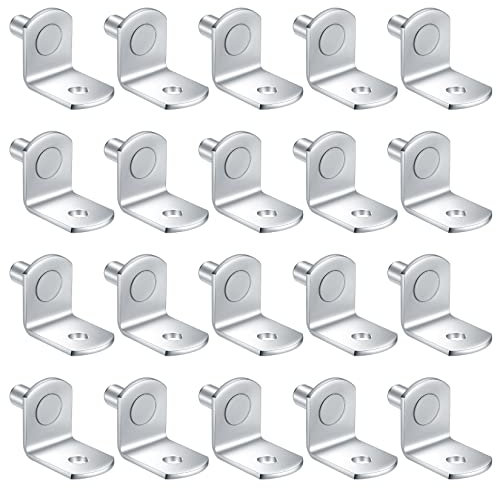20 Pièces Chevilles de Support Étagère Métal L Forme, 5mm Support Équerre, Consoles et Taquets pour Étagères pour Meuble Armoire Placard Bibliothèque