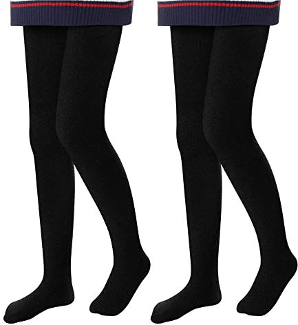 L&K-II Collants Thermiques fille Collants enfants avec Doublure hiver Chaud Opaque Douillet seamless Treggings taille Haute Collant multicolore 4611 Noir 146-152