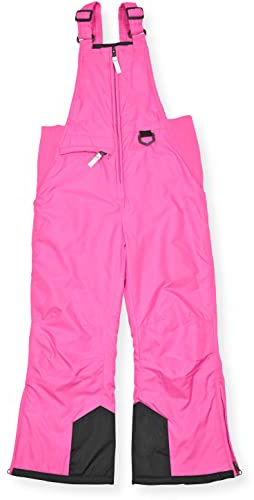 Arctic Quest Boys Girls Unisex Classic Ski & Snow Bib Overall Winter Snowsuit Water-Resistant Windproof Outdoor Rain Bib, Intense Pink, 10-12