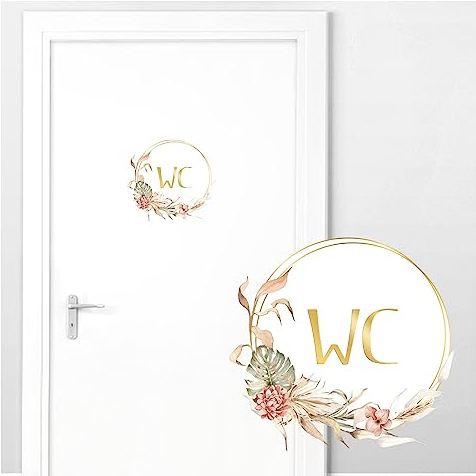 Grandora WC Türaufkleber Blumenranke Wandsticker für Bad Toilette Wandtattoo für Badezimmer Wandaufkleber selbstklebend Wanddeko DL990