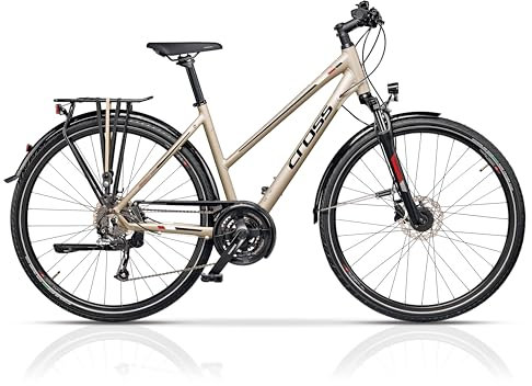 Airtracks 28 Zoll Damen Trekking Fahrrad TRAVEL Lady Trekkingrad Trekkingbike City Bike 24 x Gang Shimano Altus RD-M2000 SGS Beige Matt - Rahmenhöhen 44cm 48cm 52cm - (48cm (Körpergröße 155-170cm))