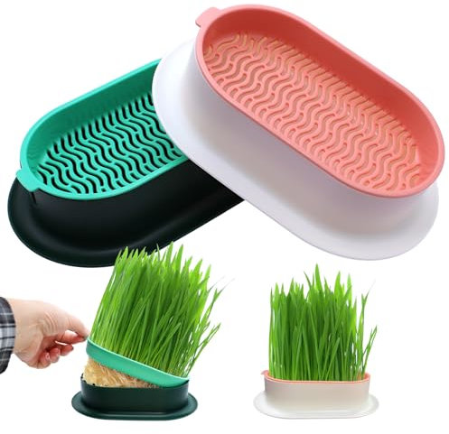 Piuluvor® 2 PCS Bacs à Germer pour Herbe à Chat Fraîche, Bacs à Germer Plastique pour Jardin, Maison, Bureau