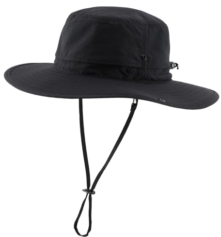 Decentron Mens Wide Brim Safari Bucket Hats UV Sun Protection Fishing Hiking Hat Summer Beach Sun Hats for Women Black