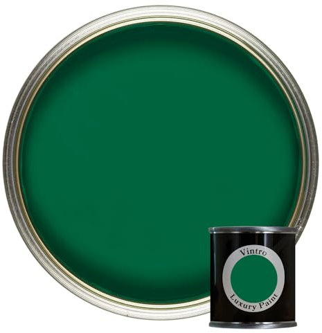 Vintro Paint | Luxury Matt Emulsion | Smooth Chalky Finish | Multi Surface Paint | for Walls, Ceilings, Wood and Metal | 125ml (Dark Green - Brooklands)
