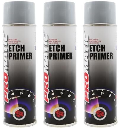 PROTOUCH 3x Promatic Etch Primer Spray Aerosol, 500ml, Offers Excellent Adhesion, Fast Drying, Smooth Finish, Corrosion Resistant, High Opacity