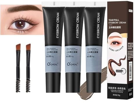 3 Stück Augenbrauengel zum Abziehen mit einem Pinsel, Halbpermanente Augenbrauen-Tattoo-Gel, wasserfeste Brauenfarbe, schnelle Farbe, wasserfeste und langanhaltende Makeup (02#Dunkelbraun)