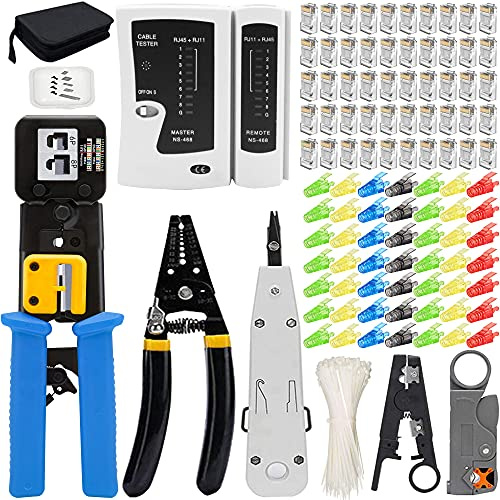 MAYLINE RJ45 Testeur de Network Réseau Câble RJ11 RJ12 Cat7 Cat6 Cat5e Kits d’Outils de Réparation d’Ordinateur Net Professionnel Maintenance de Testeur de Câble LAN (Gris)