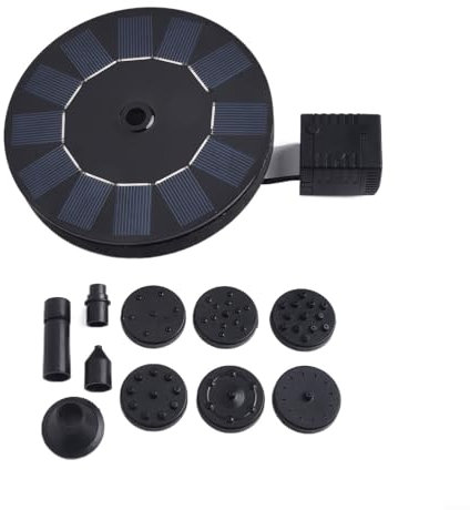 Eawfgtuw Fontaine à eau solaire en plastique, noir, submersible, 150 l/h, 50 cm, 7 V, flottante, décoration de jardin, bain d'oiseaux, aquarium, petit étang, piscine