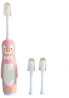 Elektrische zahnbürste für Kinder Schallzahnbürste ultraschall mit 2 ersatzbürsten Timer Zeitschaltuhr Sanfte Borsten Kinderzahnbürste (Rosa, 16x5x2.5cm)