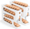 Egg Holder Storage, Automatic Rolling Egg Dispenser for Refrigerator, Countertop, Kitchen - Space-saving Roller/Storage/Organizer/Container/Tray for Fridge - 2 Packs for 56 Medium Size Eggs