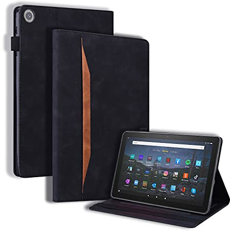 Mldjomid Tablet Custodia Compatibile con Amazon Fire HD 8 Tablet (8a/ 7a/ 6a generazione) 8.0 Custodia Protettiva Case in Pelle PU con Supporto e Slot per Scheda per Fire HD 8 2018/2017/2016, Nero