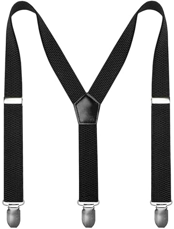 JEMYGINS Black Child Kids Suspender with 3 Strong Clips Adjustable Braces(10)