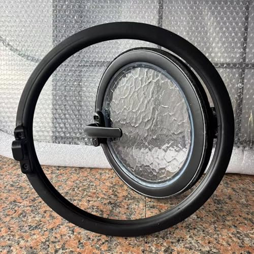 12in Round Window with Corrugated Tempered Glass,Home Decor Sliding Window,Round Porthole Window,Little Basement Shed Chicken Coop Window,Kitchen Home Decor Window,for Bathroom(L40cm/15.7in)
