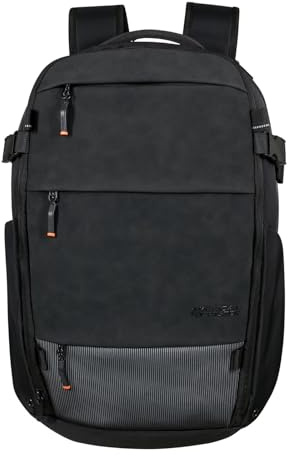 American Tourister Pacepro - 15.6 inch Laptop Backpack - Organized Compartments, Rain Cover with Reflective Details, Expandable, Smart Sleeve - 50 cm, 25/30 L - Black (Flash Black)